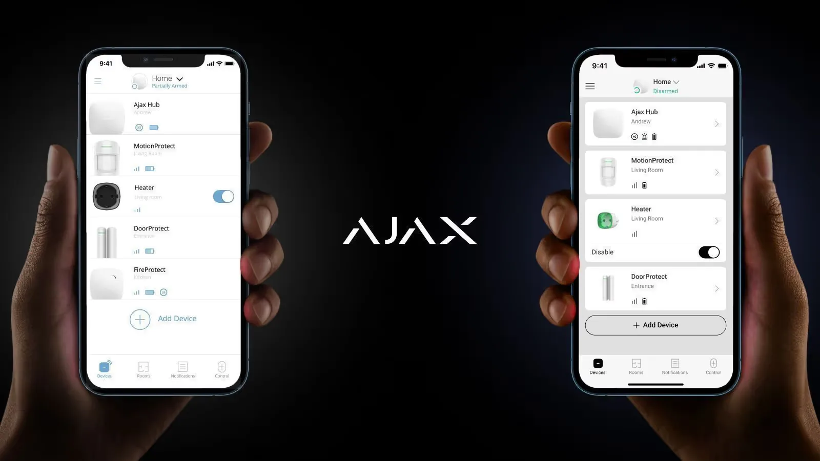 Aplicación Ajax: panel principal de control